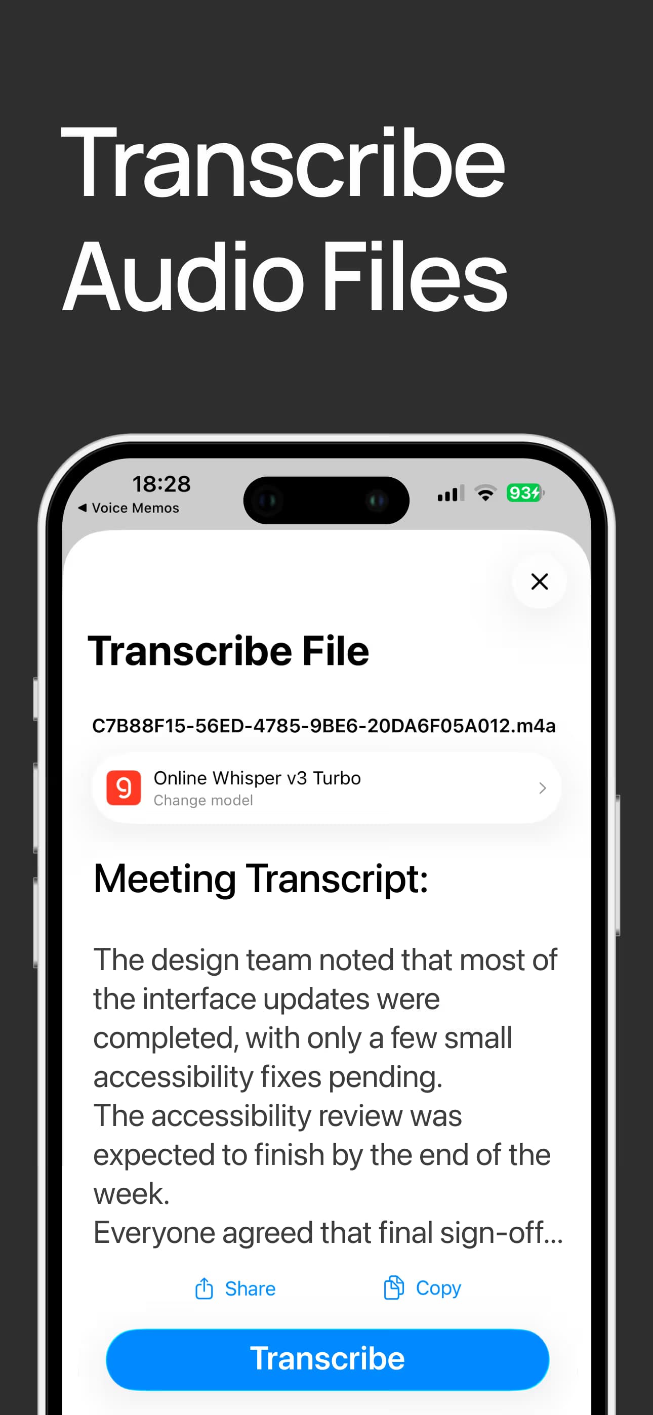 Transcribe audio files