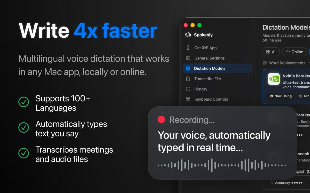 Multilingual voice dictation